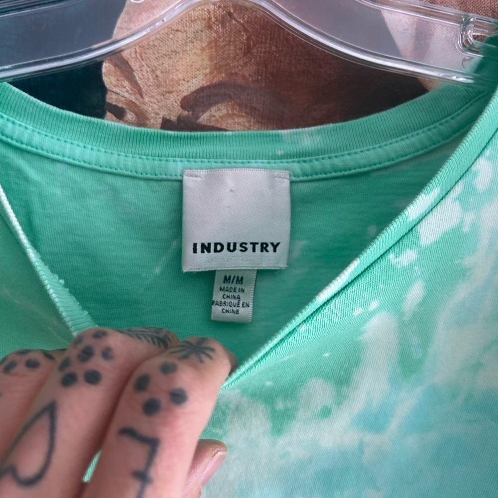 Industry Y2K Fairy Grunge Boho Tie Dye Cropped Top Frilly Sleeve - Picture 11 of 16